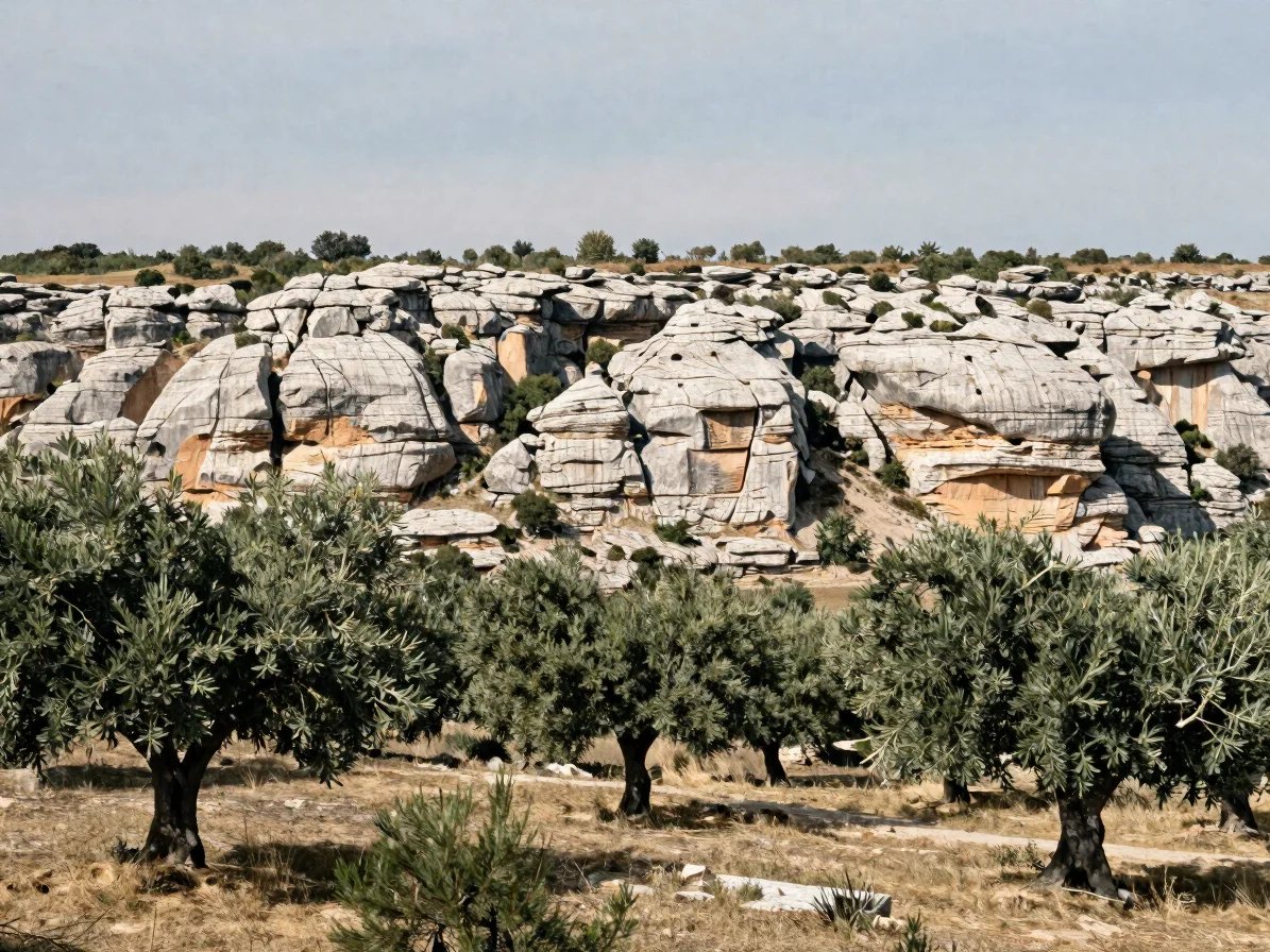 Wide documentary view of the southern Ardèche landscape near Sani